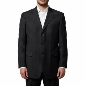 Sacari Jacket Mens 44R Black Stripe Banker Corporate Gangster Detective Career